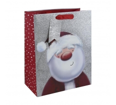Christmas Xmas Santa Glitter Large Bag (265mmx330mm x140mm)