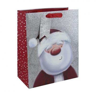 Christmas Xmas Santa Glitter Large Bag (265mmx330mm x140mm)