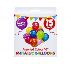 10" METALLIC BALLOONS PACK OF 15