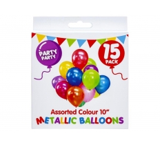 10" Metallic Balloons Pack Of 15