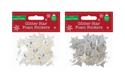 Glitter Star Foam Stickers 50 Pack