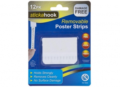 Pack Of 12 Removable Poster Strips 15X43mm On Blister Card