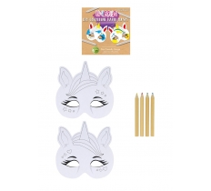 DIY Unicorn Paper Mask Set with 4 Colouring Pencils