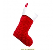 Deluxe Plush Red Rose Fluffy Stocking 40cm X 25cm