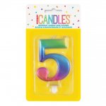 Metallic Rainbow Number 5 Birthday Candle