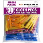 30pc Plastic Clothes Pegs - Rust Free