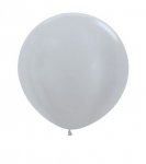 Satin Solid Silver 36" Latex Balloons 91.5cm - 2 Pack