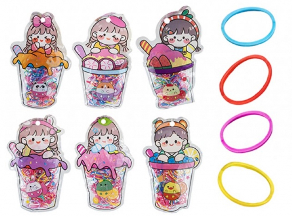 Beau Elastic Hair Bands In Bubble Tea Pouch - Click Image to Close