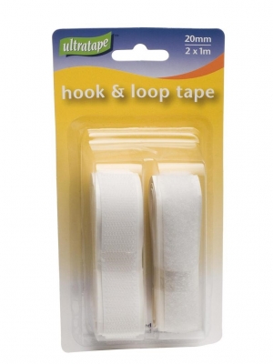 Ultratape 20mm X 1M White Hook & Loop