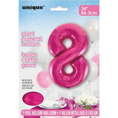 Pink Number 8 Shaped Foil Balloon 34"