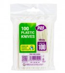 White Reusable Plastic Knife 14.5cm 100pc