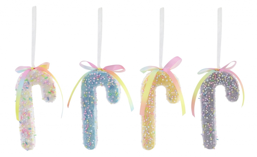 Christmas Flocked Hanging Candycane Sprinkles 15cm - Click Image to Close