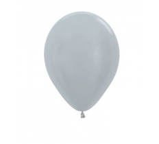 Satin Solid Silver 12" Latex Balloons 30cm- 25 Pack