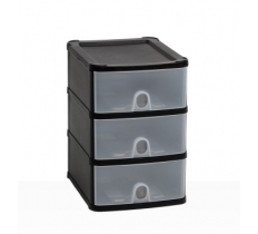 Handy 3 Drawer Tower Black/Clear
