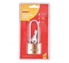 Amtech 38mm Long Shackle Brass Padlock