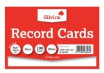 Silvine 100 White Plain Record Cards 152mm X 102mm