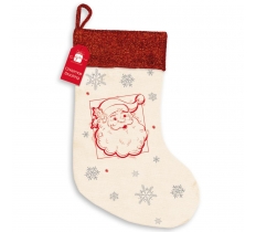 Christmas Santa Stocking Canvas / Glitter ( Stocking Only )
