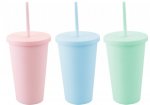 Soft Touch Drinking Cup With Straw 3 Assorted