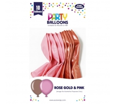 Pink & Rose Gold Balloons 10 Pack ( Assorted )