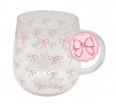 Glass Mug With Bow Print 420ml