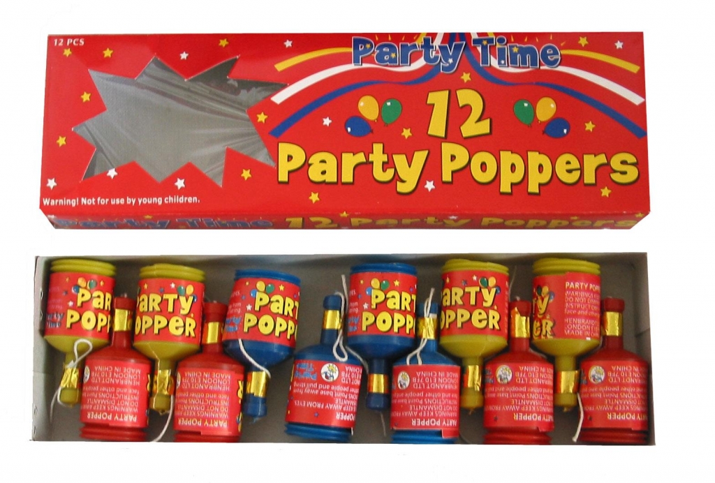 Party Poppers 12 Pack - Click Image to Close