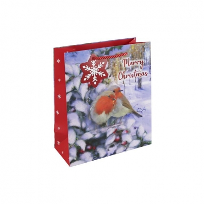 Christmas Robin Medium Bag ( 215mm X 253mm X 102mm )