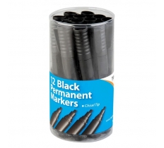 TIGER CHISEL TIP 2MM PERMANENT BLACK MARKERS X 12