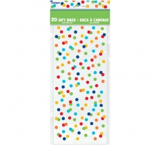 Rainbow Polka Dots Cellophane Bags 20 Pack