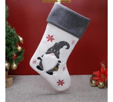 Deluxe Plush White Grey Nordic Santa Stocking 40cm X 25cm