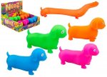 Stretchy 9cm Happy Neon Sausage Dog ( Assorted Colours )