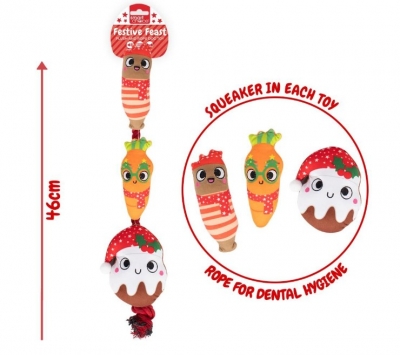 Christmas Festive Christmas Dinner Plush & Rope Dog Toy