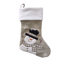 Deluxe Plush Grey Snowman Stocking 40cm X 25cm