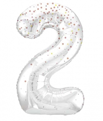 34" GLITZ 2 Rose Gold Printed Prism Foil Balloon Numeral