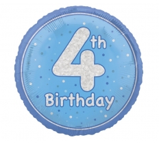 Blue 4 Prism Round Foil Balloon 18"