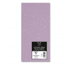 6 Glitter Tissue Paper Lilac