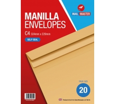 Mail Master C4 Manilla Self Seal 20 Pack Envelope