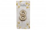 Gold Balloon Candle 6cm Number 8