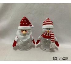 10" SANTA / SNOWMAN CHRISTMAS CANDY JAR