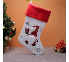 Deluxe Plush White Red Top Nordic Santa Stocking 40cm X 25cm