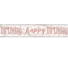 Glitz Rose Gold Foil Happy Birthday Banner 9Ft