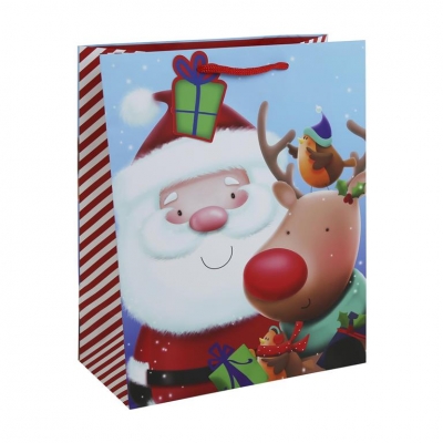 Christmas Cute Santa Reindeelarge Gift Bag ( 265mm x 330mm x 140