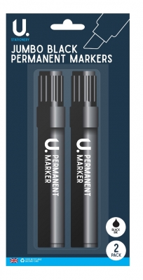 Jumbo Permanent Markers, 2pk Black