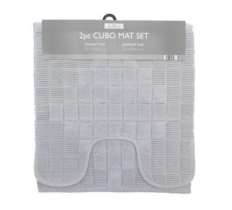 Cubo Design 100% Cotton Shower and Pedestal Mat Set - Grey