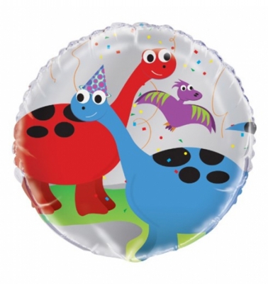 PARTY DINOSAUR ROUND FOIL BALLOON 18"