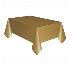 Gold Solid Rectangular Plastic Table Cover 54"X108"