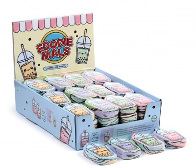 Foodiemals Bubble Tea Compressed Travel Towel