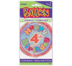 Age 4 Birthday Prism Round Foil Balloon 18"