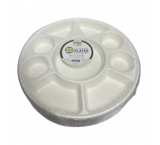 Round Bagasse Plates 9 Section Compartment 20 pack