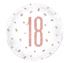 Birthday Rose Gold Glitz Number 18 Round Foil Balloon 18"