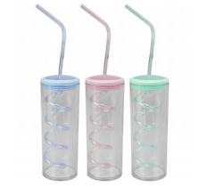 Spiral Straw Drinking Cups 3 Assorted